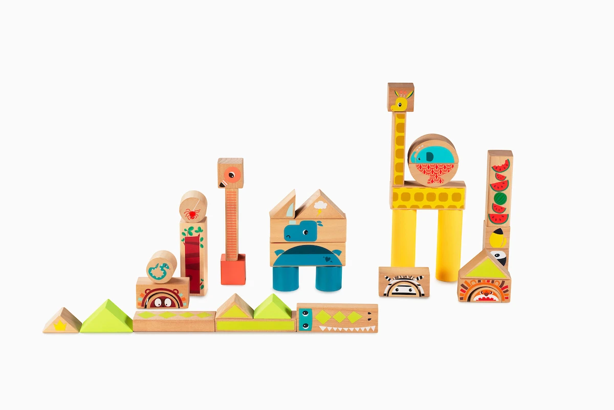 Lilliputiens Blokken Jungle Houten Stapelblokken 4 Lilliputiens Blokken Jungle Houten Stapelblokken - Afbeelding 2