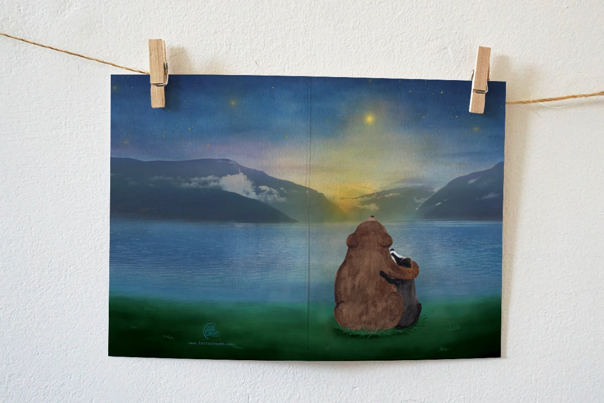 Lotte Drouen Wenskaart Troost Beer En Das 4 Lotte Drouen Wenskaart Troost Beer En Das - Afbeelding 2