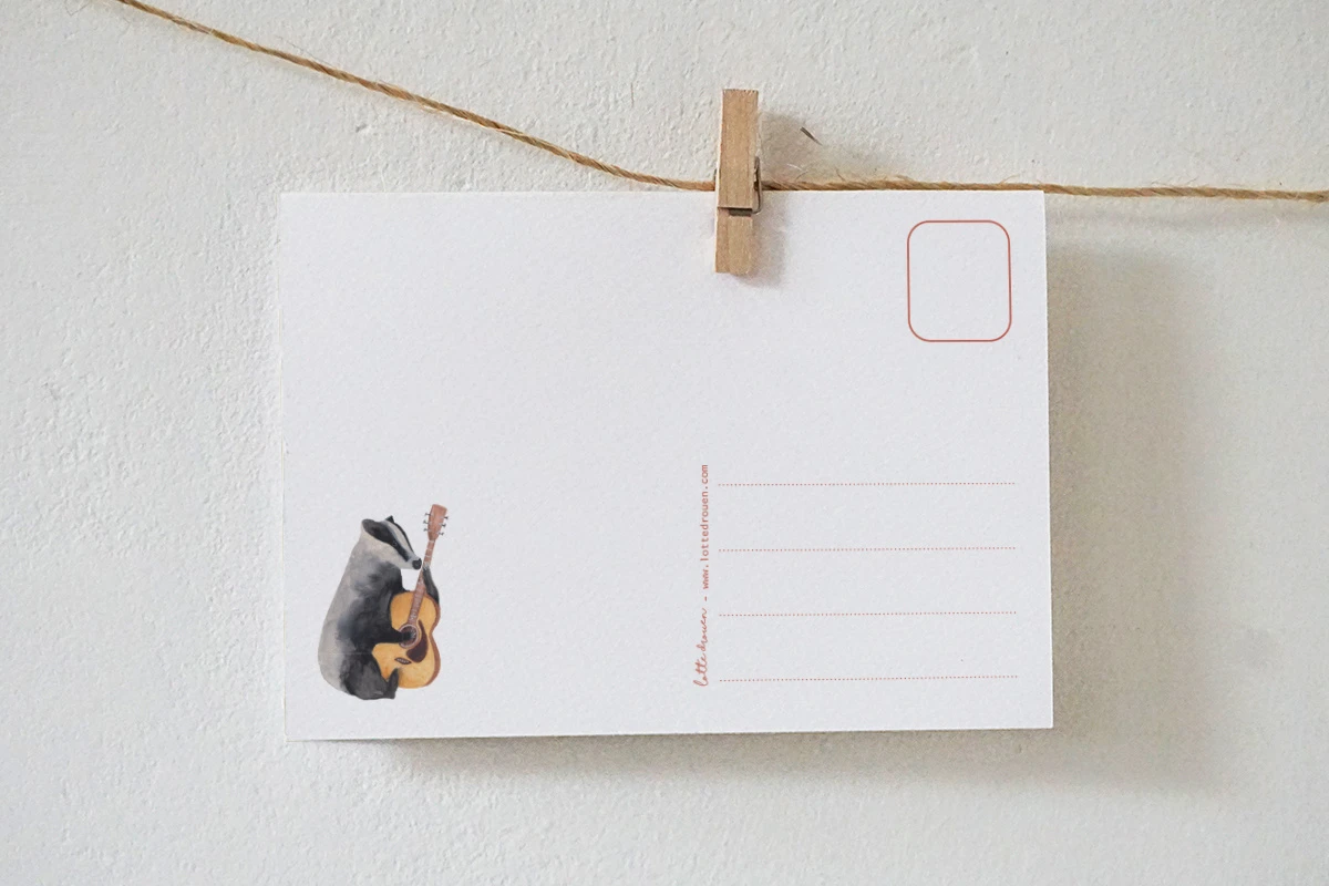 Lotte Drouen Ansichtkaart Hieperdepiep Hoera Dierenband 4 Lotte Drouen Ansichtkaart Hieperdepiep Hoera Dierenband - Afbeelding 2