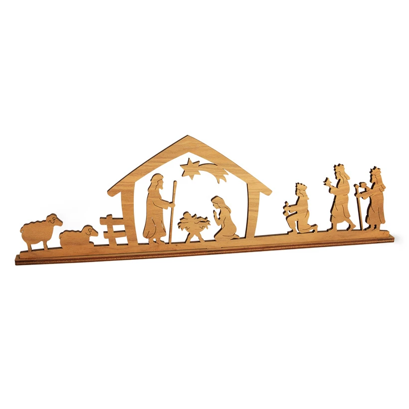 Waldfabrik Kersttafereel Kerststal Silhouet Hout 3 Waldfabrik Kersttafereel Kerststal Silhouet Hout