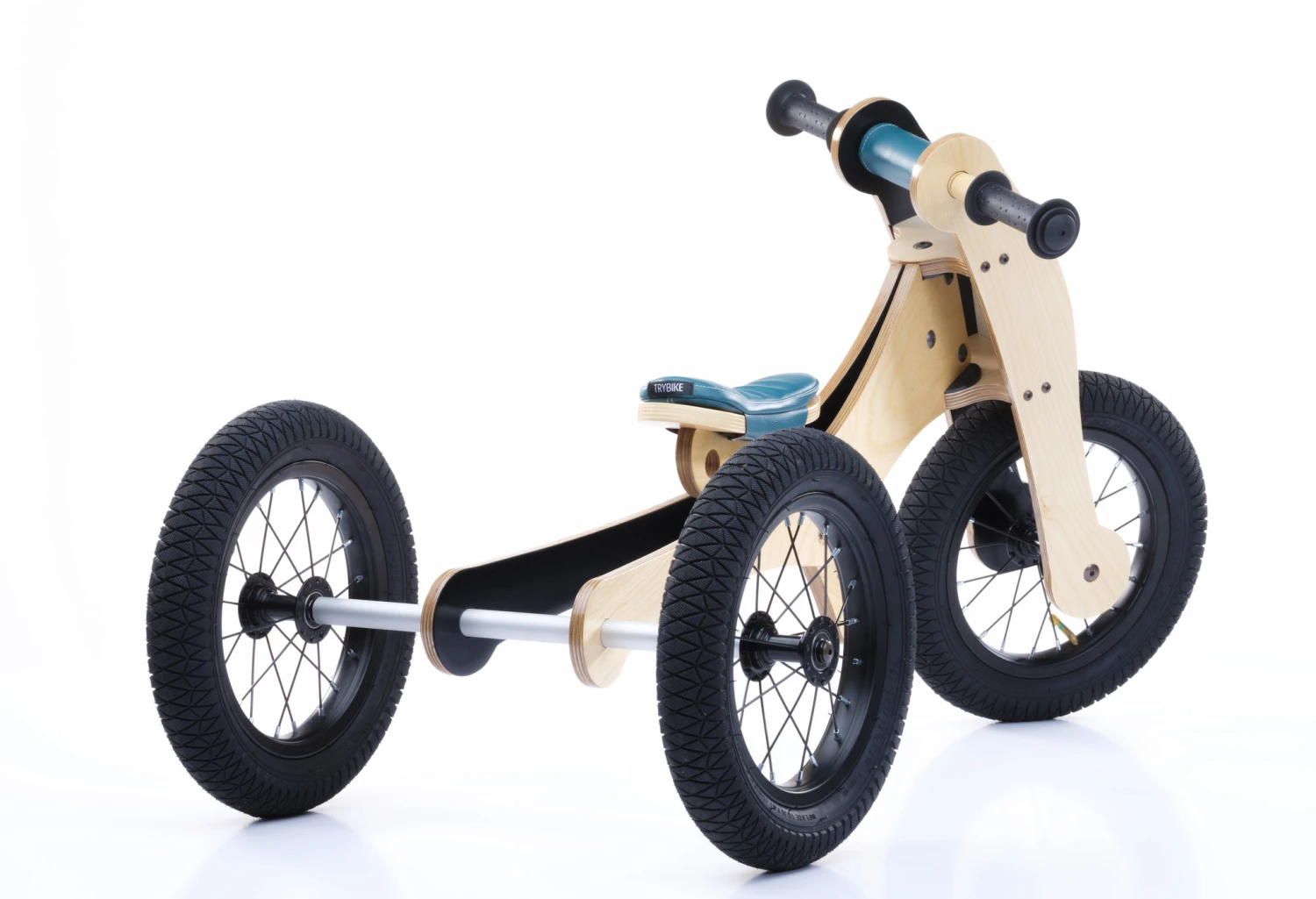 Trybike Loopfiets Hout 4-in-1 Blauw 4 Trybike Loopfiets Hout 4-in-1 Blauw - Afbeelding 2