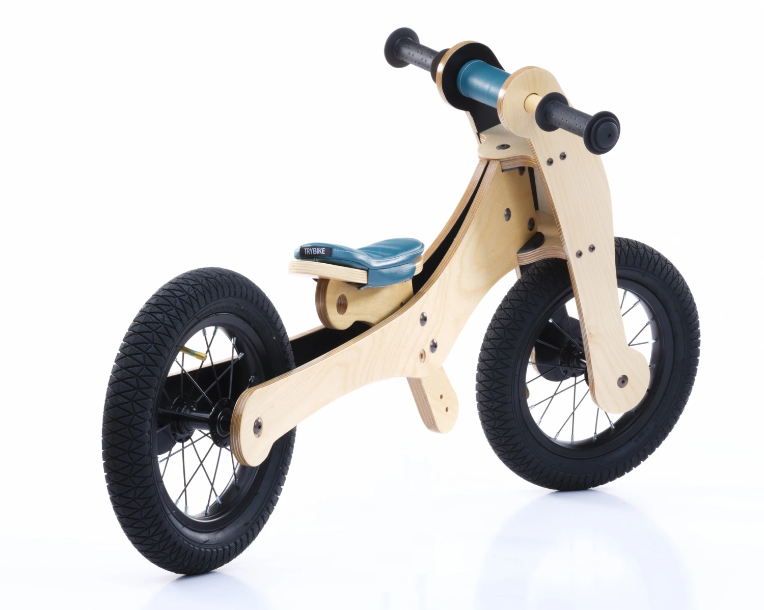 Trybike Loopfiets Hout 4-in-1 Blauw 6 Trybike Loopfiets Hout 4-in-1 Blauw - Afbeelding 4