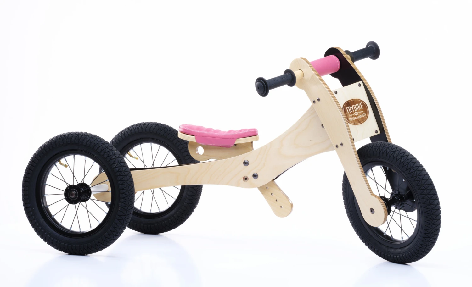 Trybike Loopfiets Hout 4-in-1 Roze 3 Trybike Loopfiets Hout 4-in-1 Roze